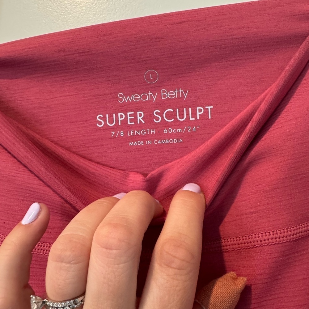 Sweaty Betty 7/8 Super Sculpt Leggings in Tayberry Pink Size Large - Picture 6 of 8